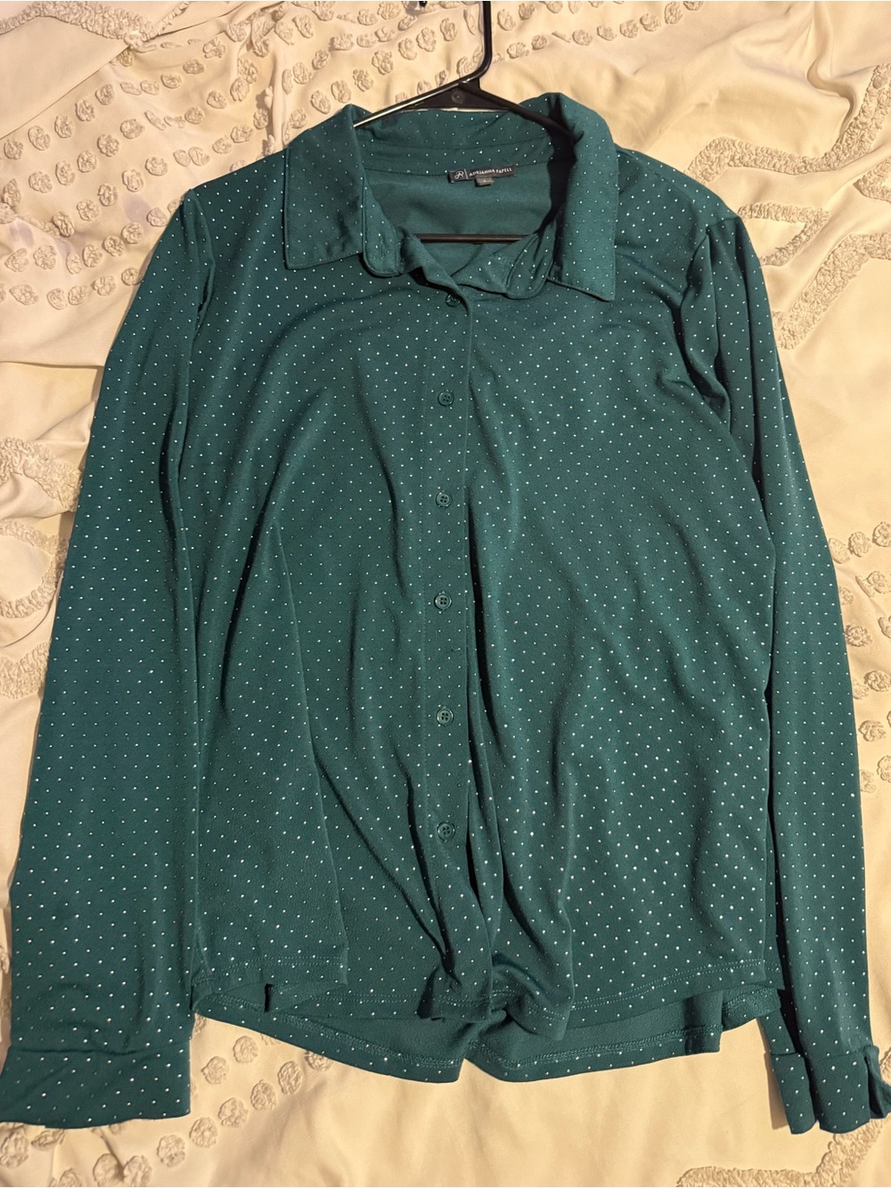 Sequin Green Long-Sleeve Button-Up Shirt